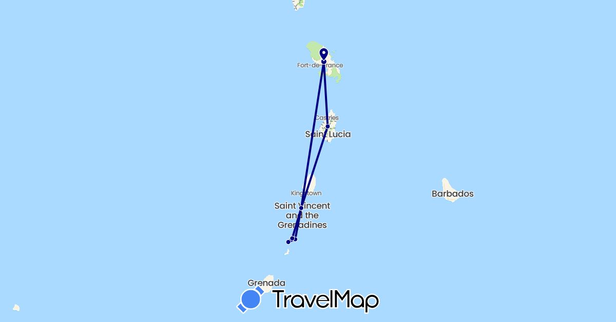 TravelMap itinerary: driving in Saint Lucia, Martinique, Saint Vincent and the Grenadines (North America)